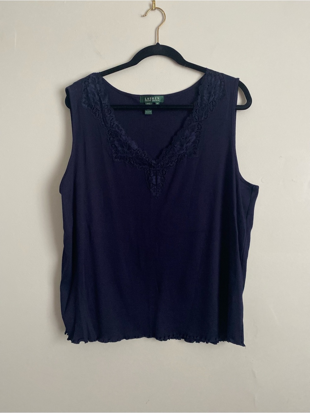 Lauren Ralph Lauren Tank Top 3X Camisole Lace Classic Coquette Preppy Y2K Casual